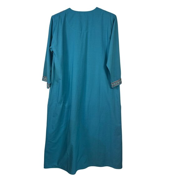Teal Embroidered XL Kaftan Dress With Gold Red by Christian Intimate Collection - Picture 5 of 8